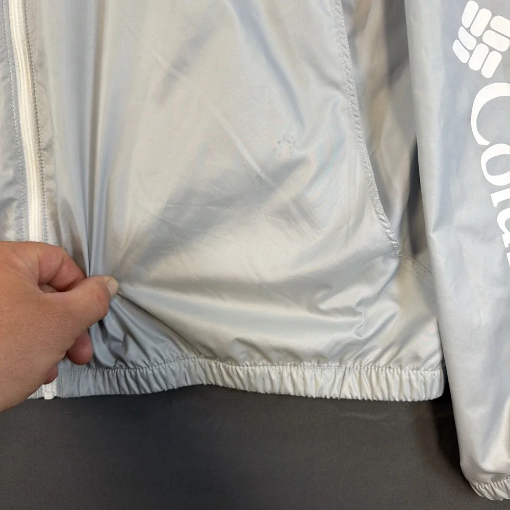 Columbia Center Ridge II Windbreaker Jacket Men's XXL Hooded White Gray